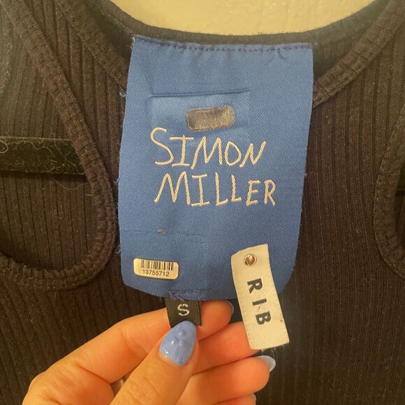 Simon Miller Ribbed Cut Out Round Neck Long Sleeve Midi Dress Black Small - Picture 7 of 9